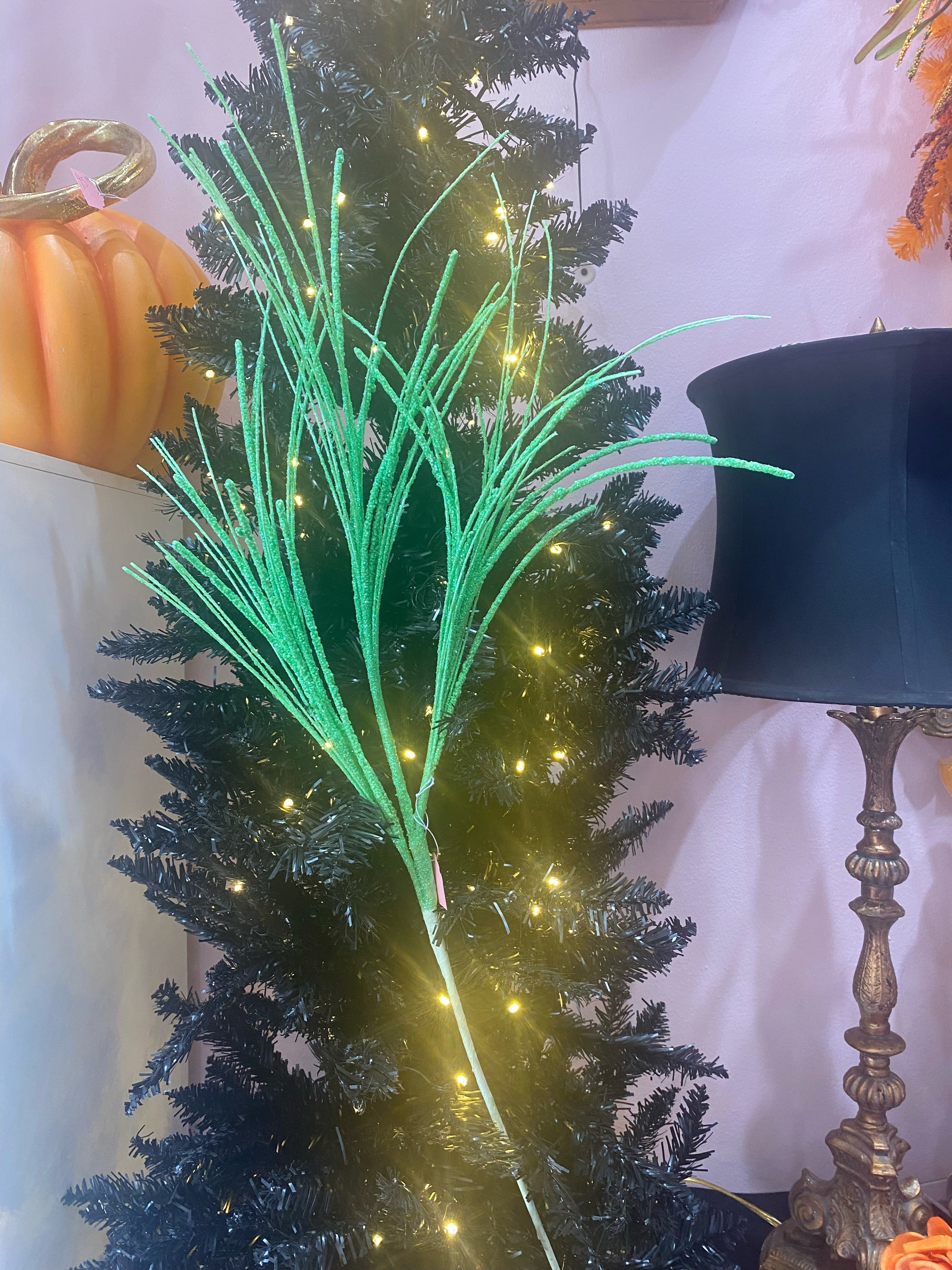 Green Beaded Grass Spray