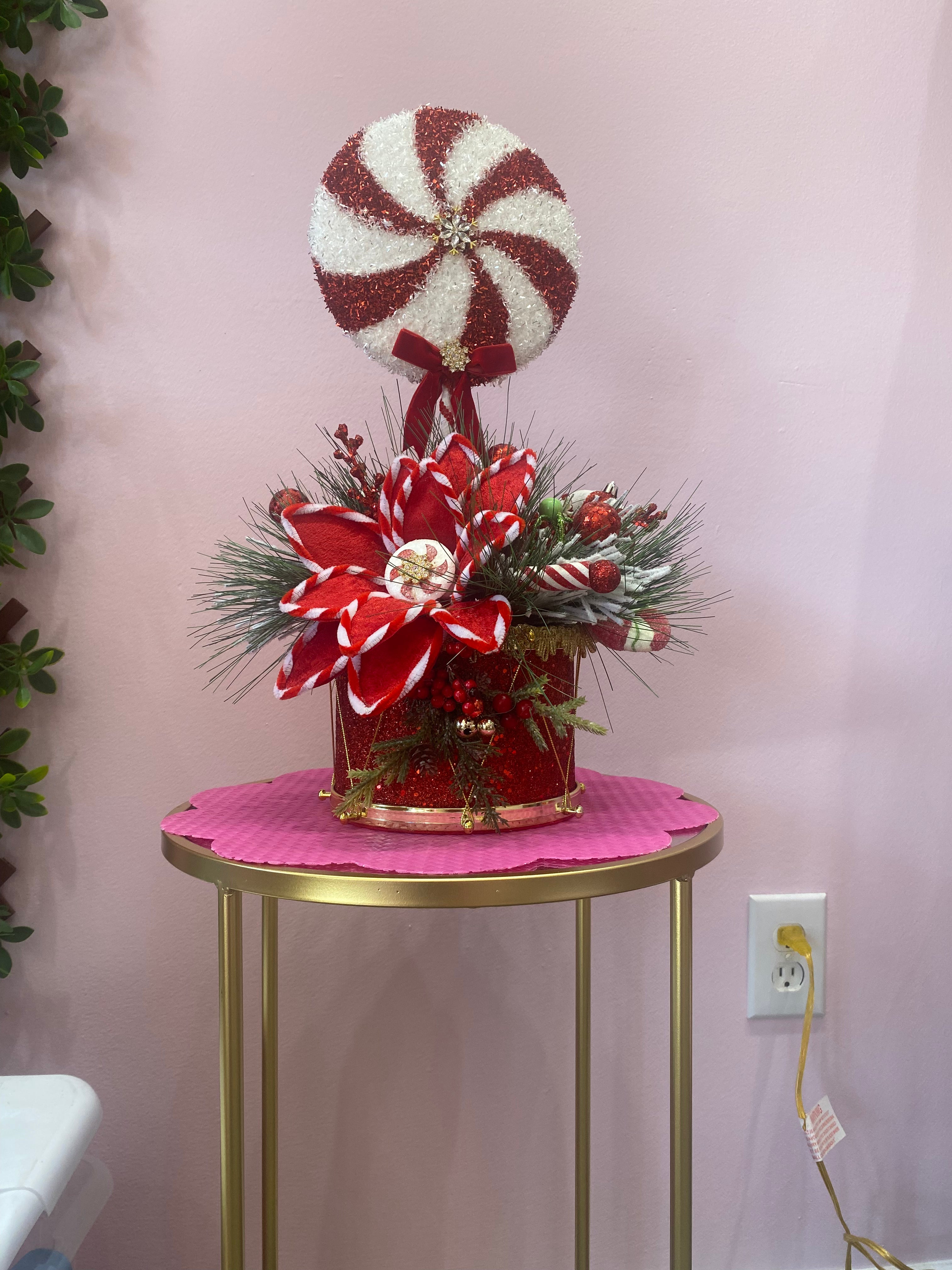 Peppermint lollipop floral on drum