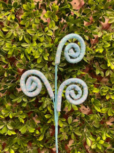27” Iridescent Blue Sequin Spiral Curly Spray