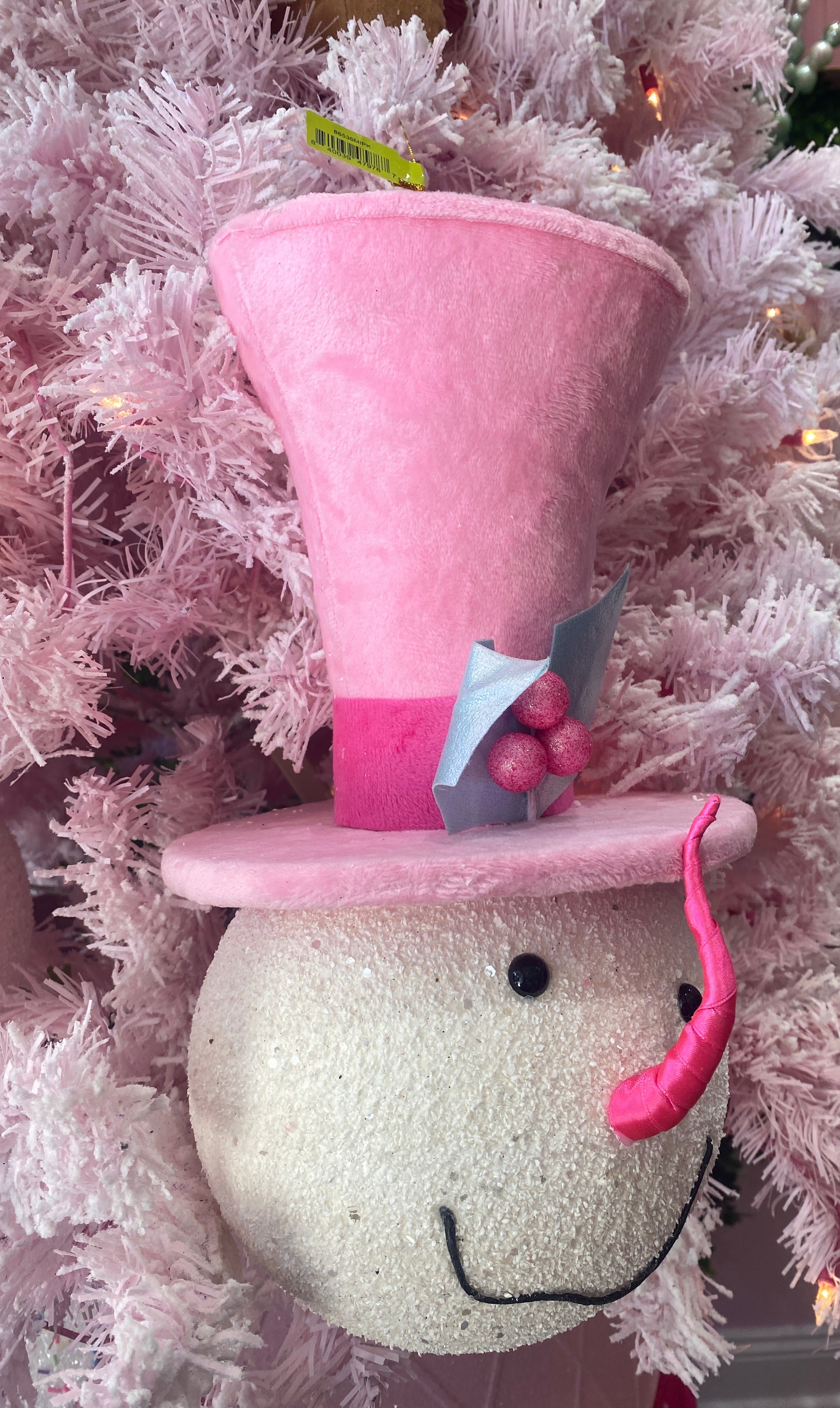 Pink Snowman Head Wreath Attachment