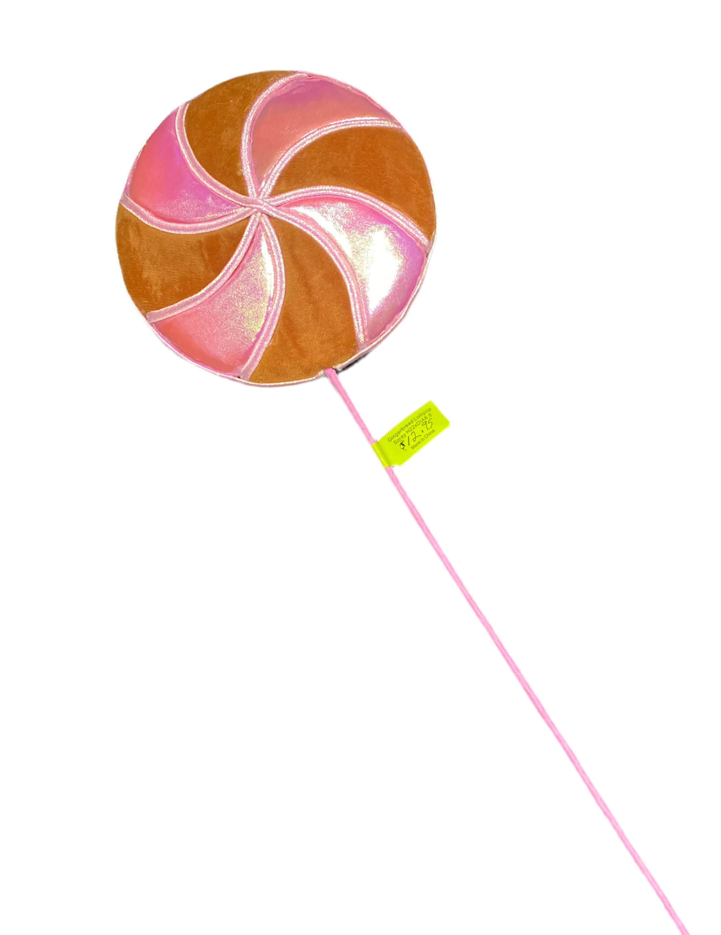 Gingerbread colored Velvet and Pink Shimmer Lollipop