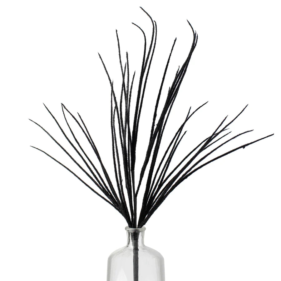 Black Flocked Grass Spray