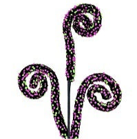 28" Black Curly Spray with Pink and Green Sequins.