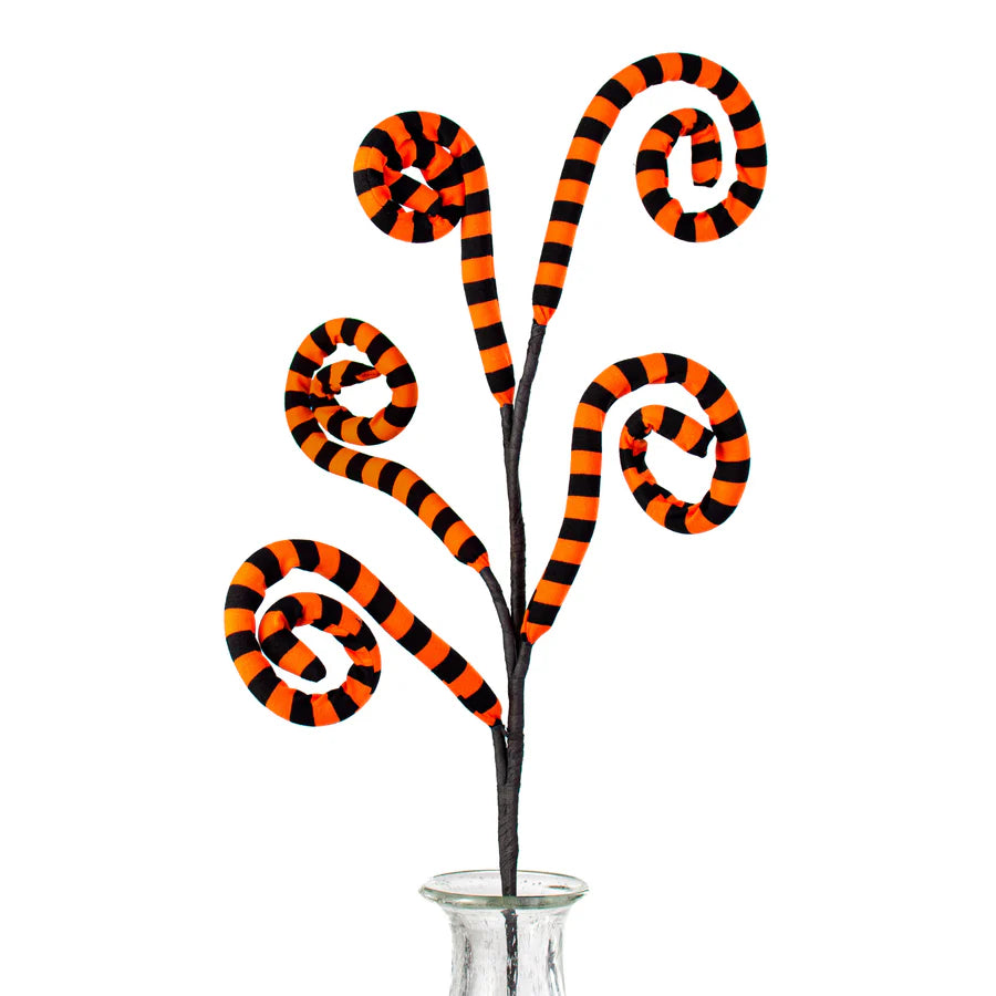 30” Orange and Black Curly Spray