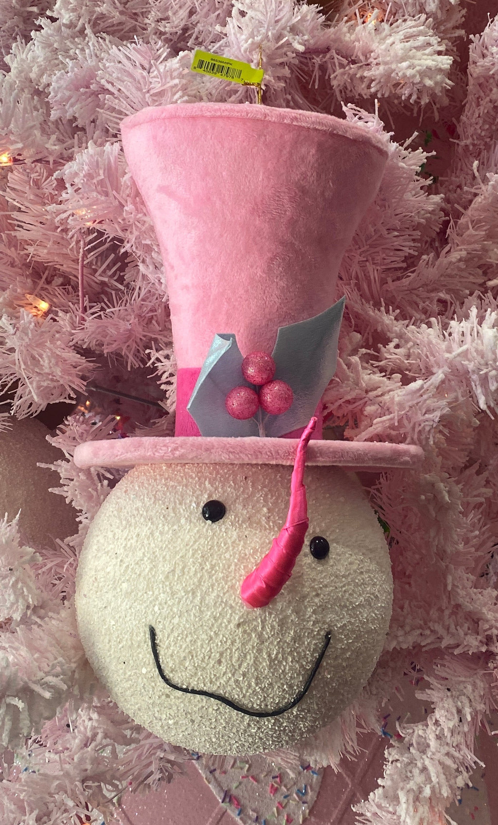 Pink Snowman Head Wreath Attachment