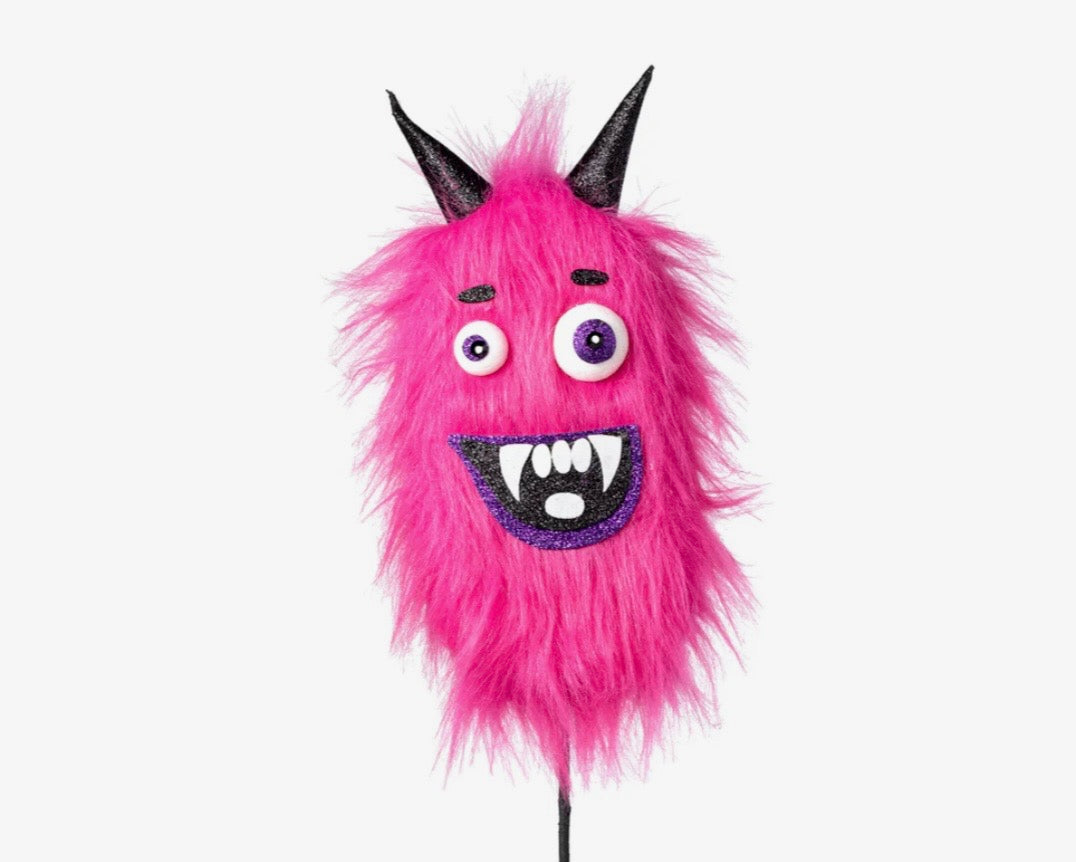 24 Inch, Hot Pink Halloween Furry Monster Spray, Halloween Candy Decor, Wreath Attachment, Centerpiece decor, Party Supply