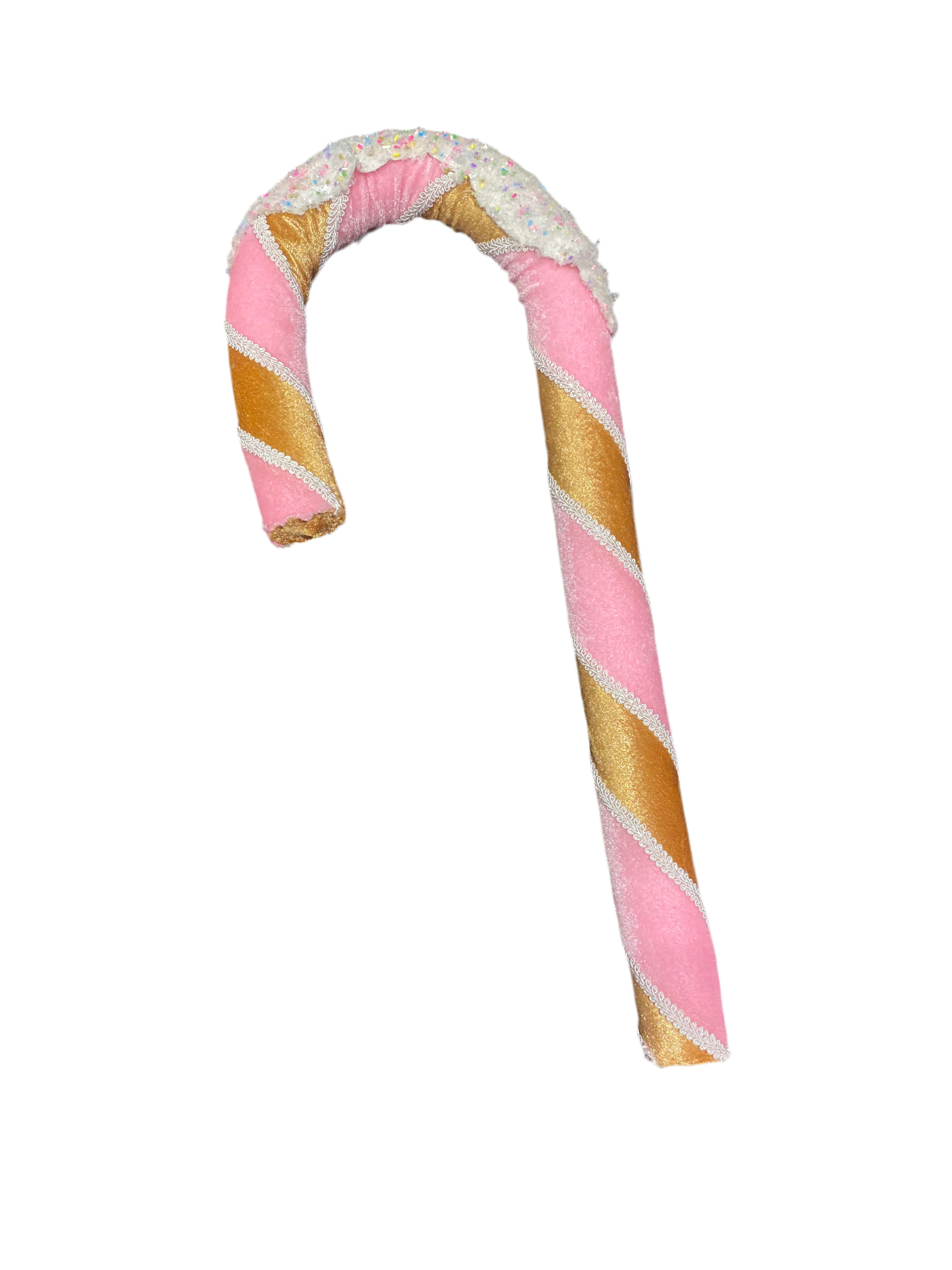 Large Gingerbread colored Candy Cane with faux frosting and Sprinkles.
