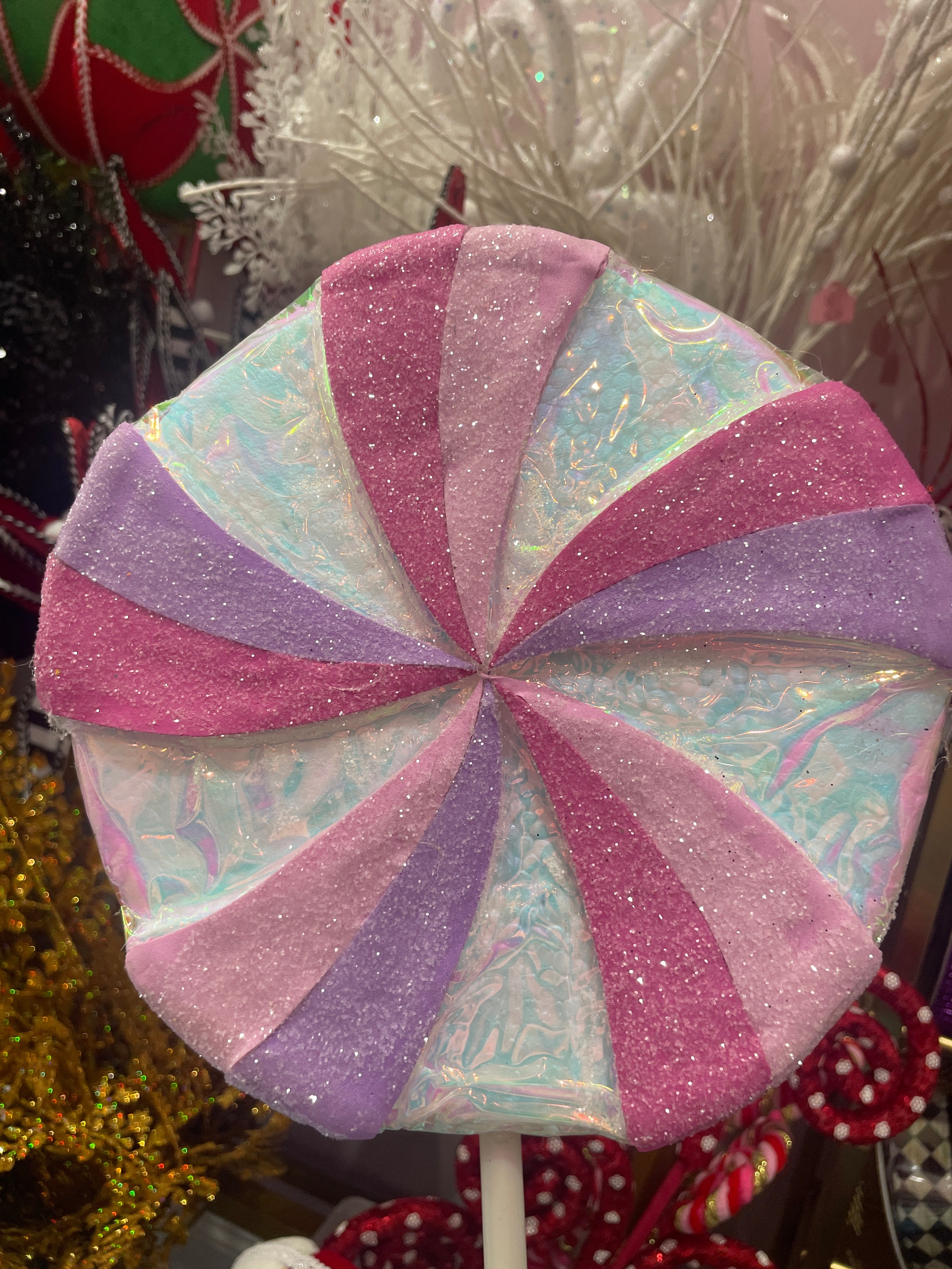 Lavender and Pink Iridescent Lollipop. 9” across