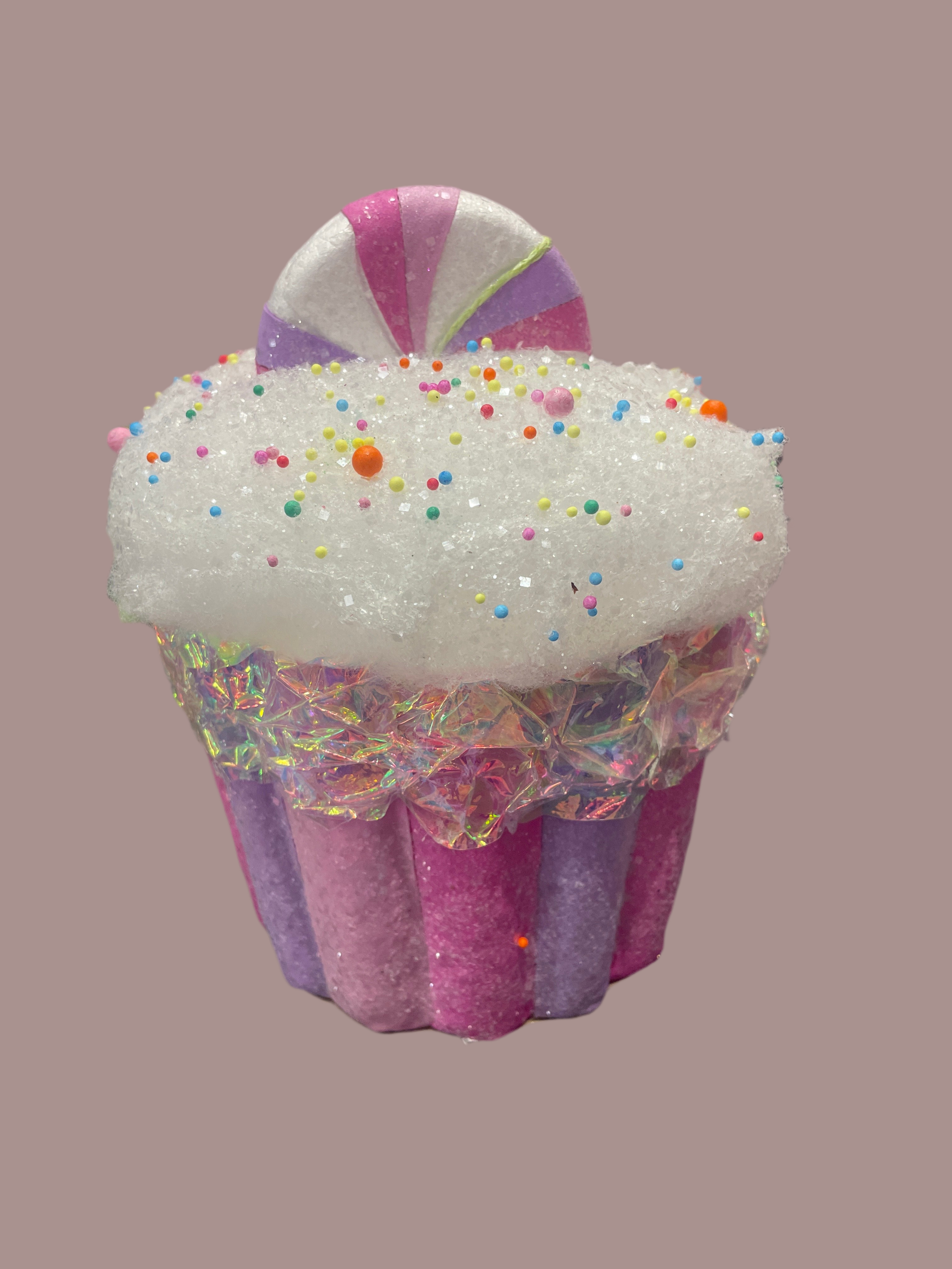 Pink and Purple Iridescent Cupcake