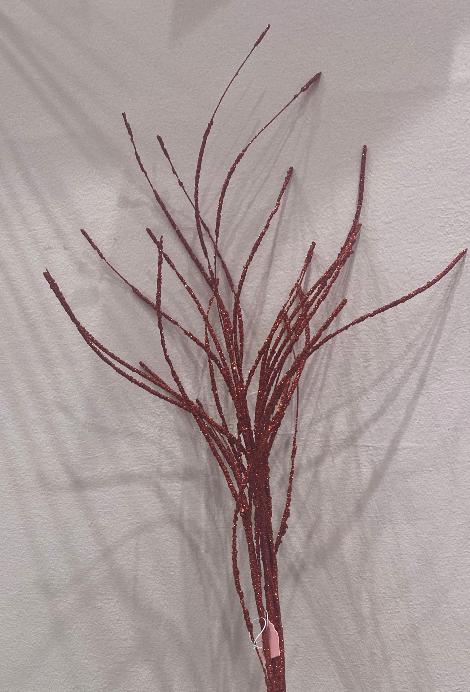 30” Red Glitter Twig Spray