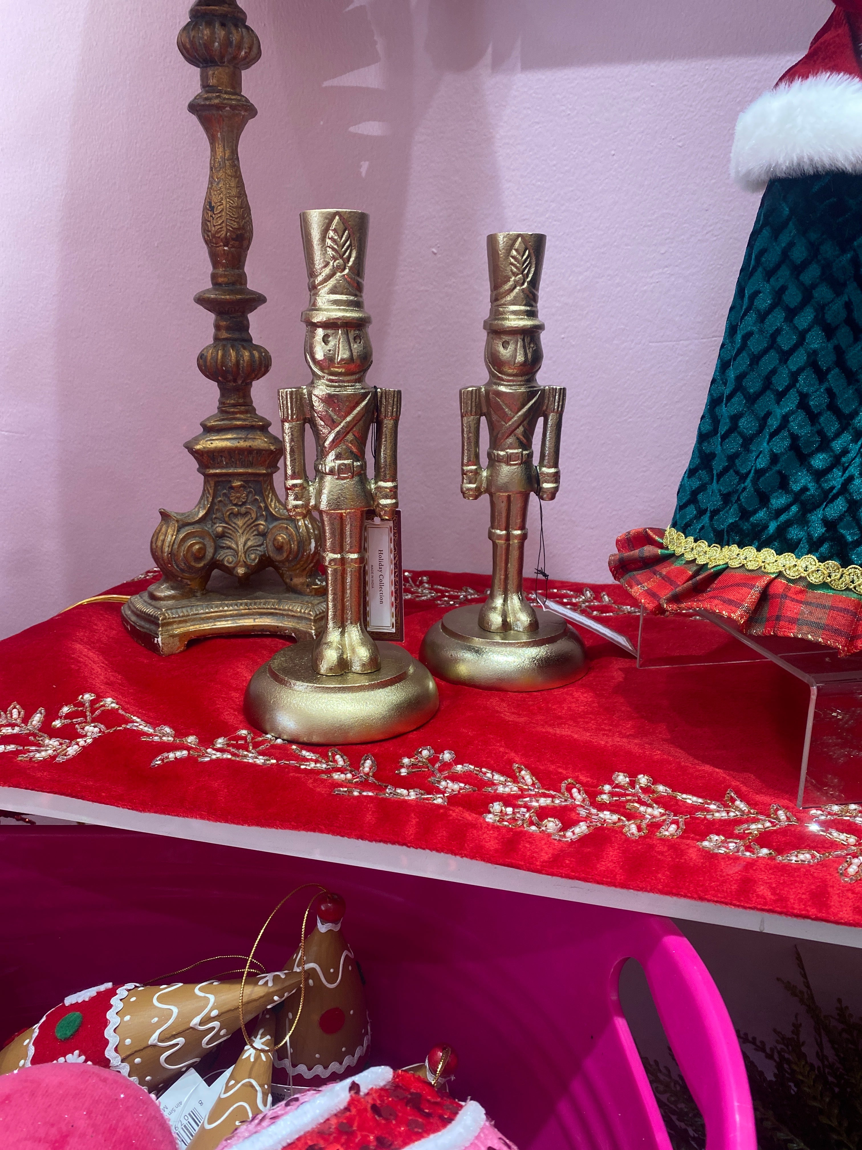 Gold Nutcracker Taper Candlesticks