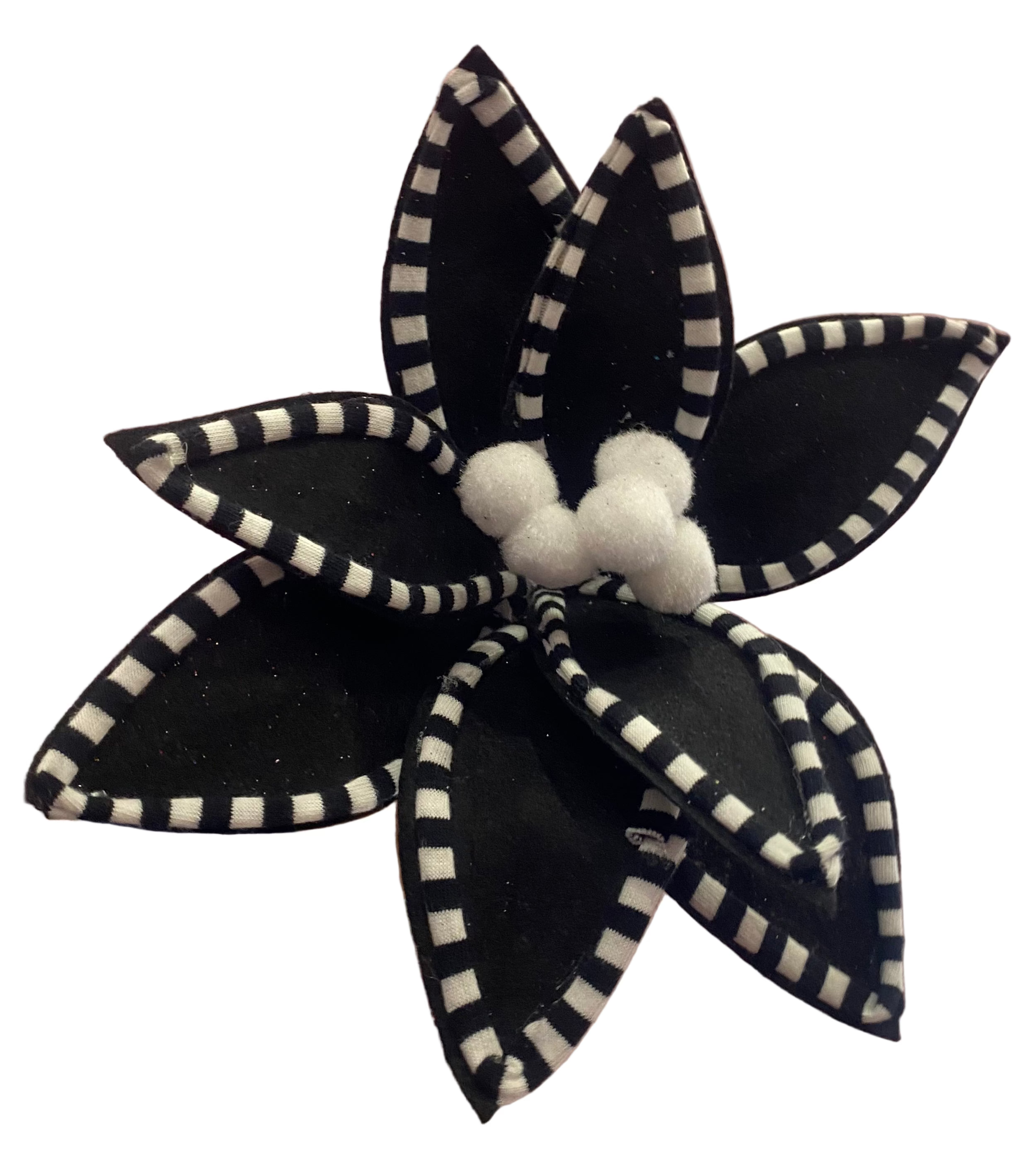 Black Poinsettia with black and white check trim.