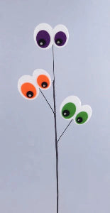 30"H GLITTER/FELT EYEBALL SPRAY - WHITE/BLACK/PURPLE