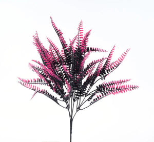 16"L FERN BUSH BLACK/PINK Spray