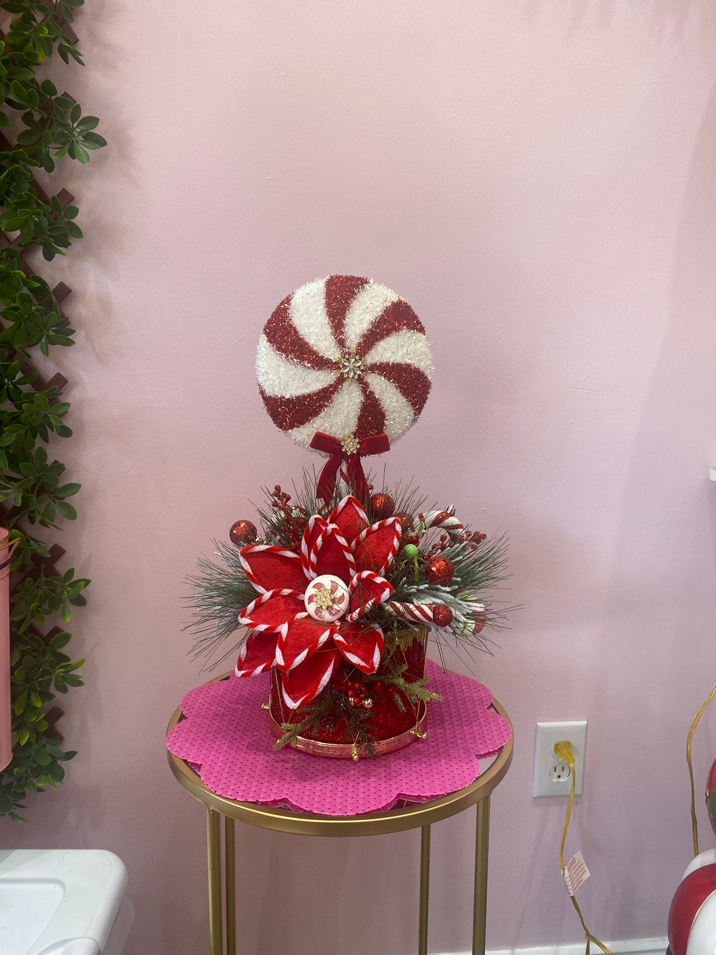 Peppermint lollipop floral on drum
