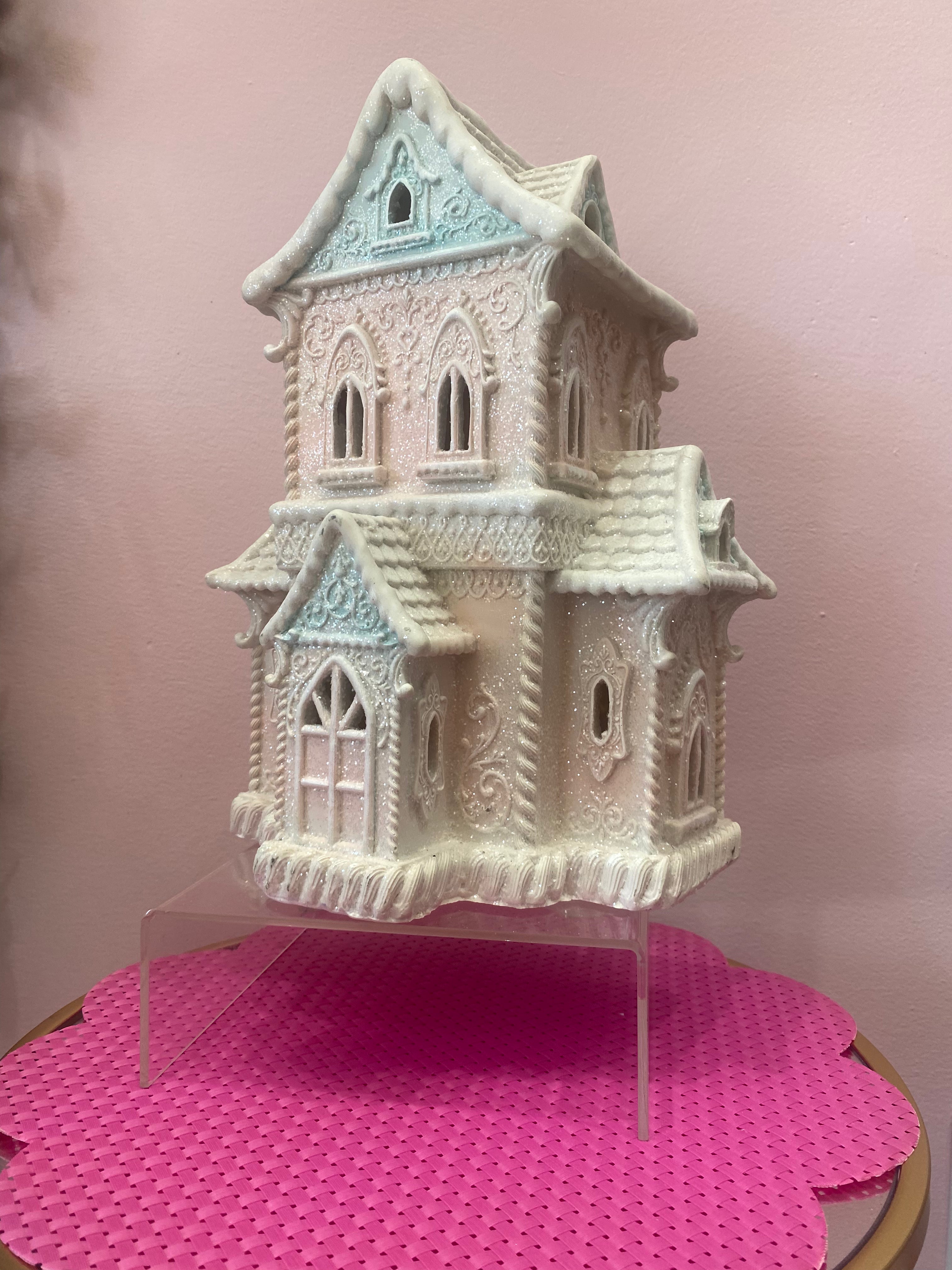 Pink & blue decorative house glittered