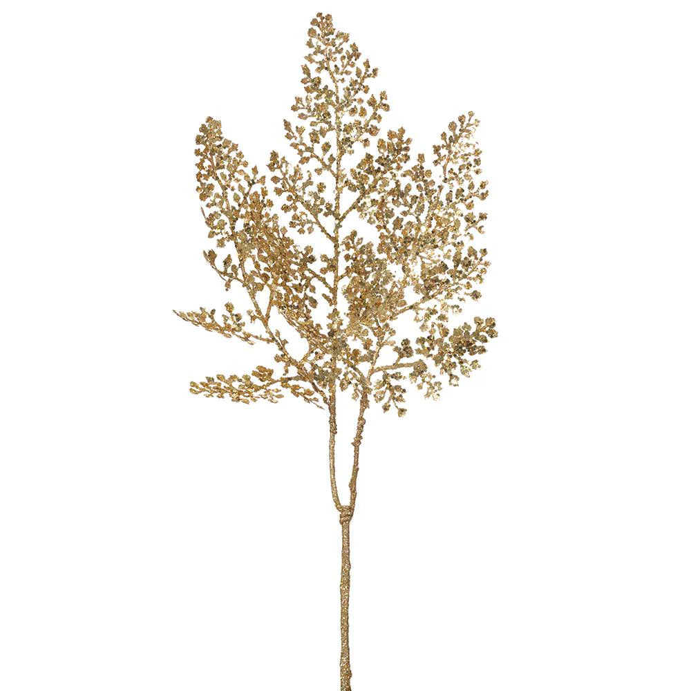 24” gold sequin fern spray