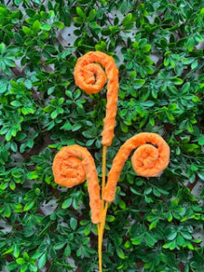 28" Swiss Dot Velvet Curly Spray: Orange