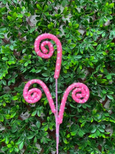 Pink Sequin Curly Spray with white Polka Dots