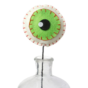 12"L FELT EYEBALL PICK: Green, Halloween