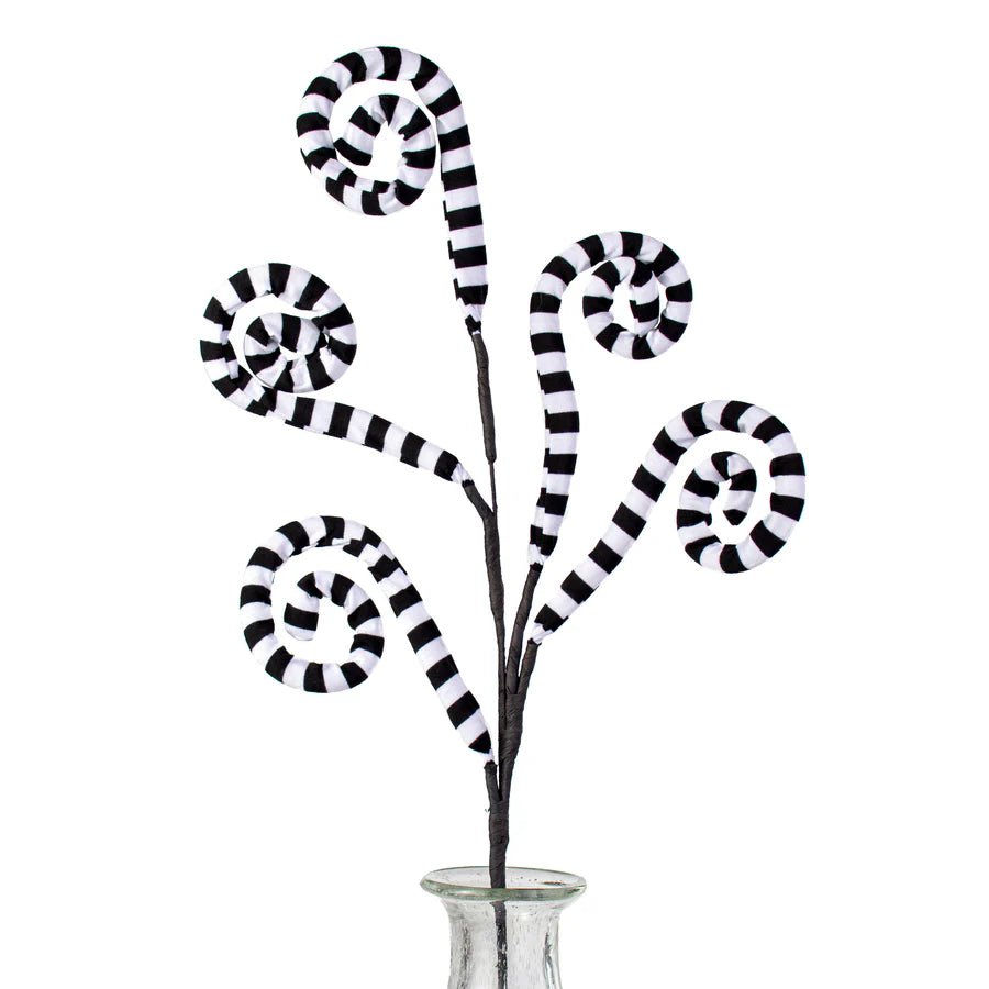 30" Black and White Stripe Curly Spray