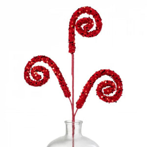 28" Sequin Curly Spray: Red